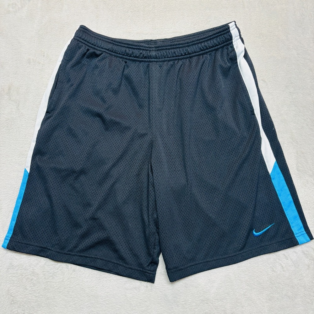 Nike Dri-fit‎ Basketball Shorts Men's L Black Blue White Drawstrings Y2K